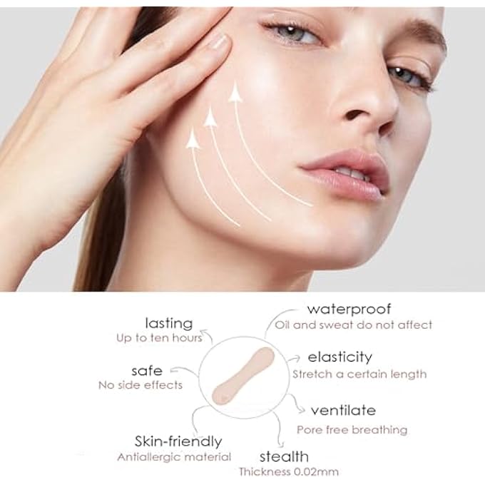 STRBOXONG 60PCS FACIAL INVISIBLE LIFTING PATCH, FACE LIFTING STICKERS, INVISIBLE FACE LIFTING FACIAL PATCHES, FIRMING THE SKIN, FADING FINE LINES, ANTI WRINKLE PLASTERS FOR MAKEUP, DOUBLE CHIN - Image 2